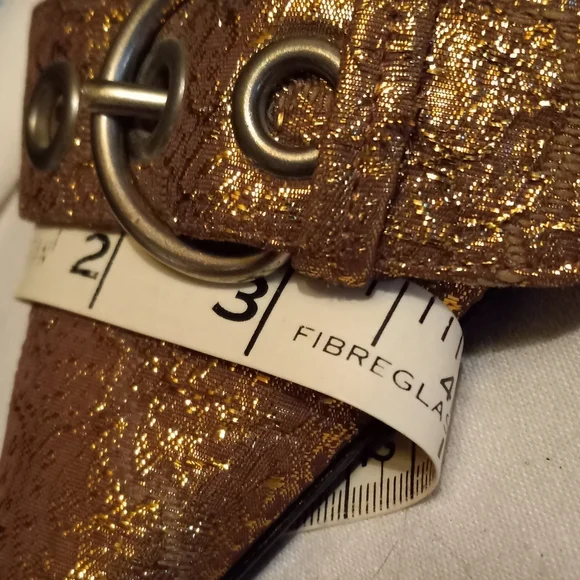 PRADA Shoes 8 Gold Brocade Flats / Kitten Heel - Picture 5 of 14